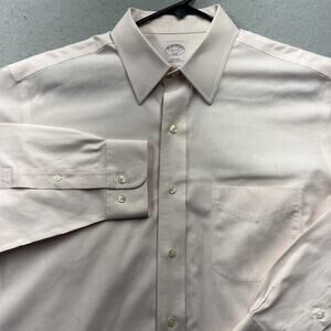 Brooks Brothers Non Iron Dress Shirt 16.5 34/35 Light Pink Mens